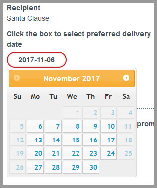 You can select a 'delivered by' date after completing delivery address details in the checkout 